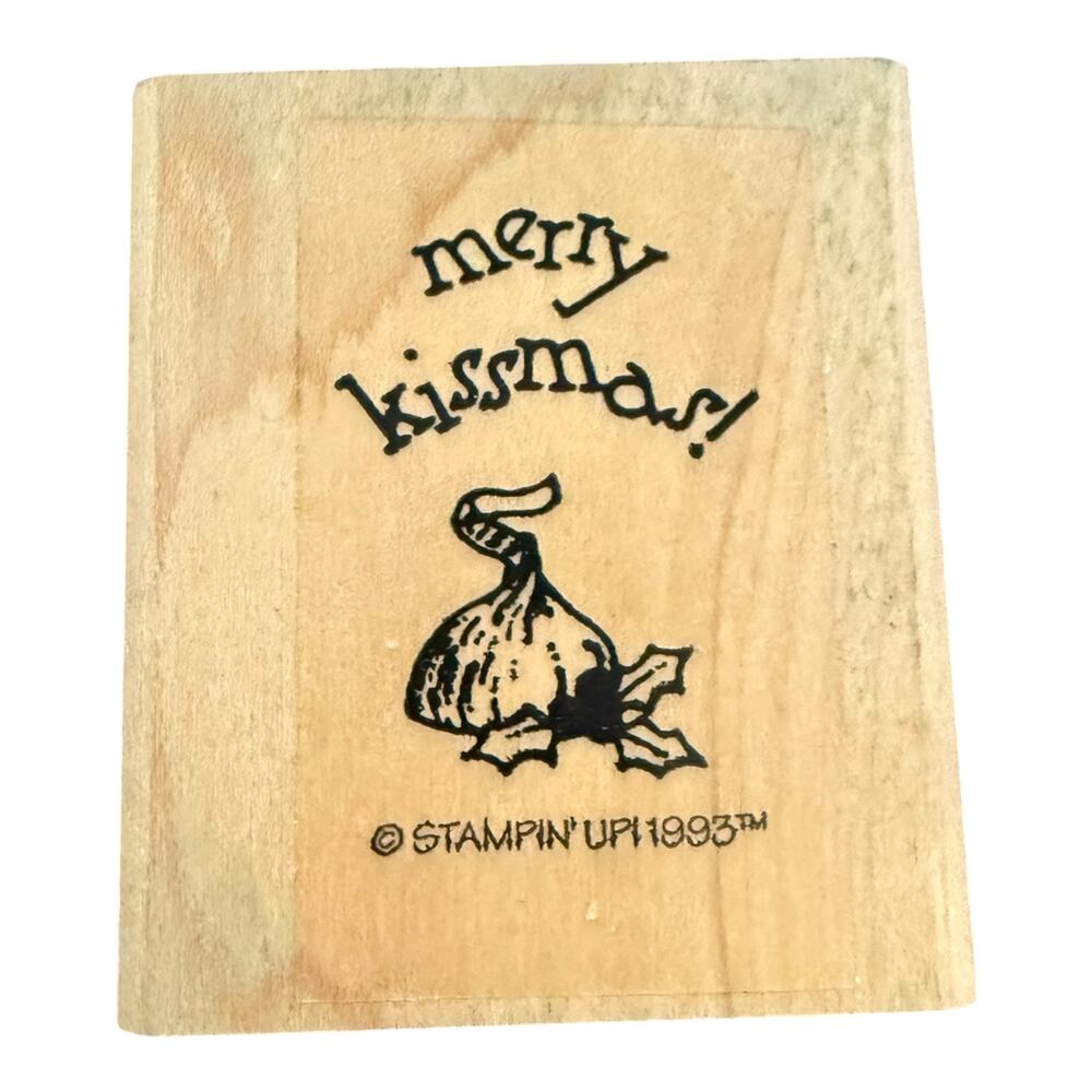 Stampin' Up! Vintage 1993 Merry Kissmas! Christmas Rubber Stamp